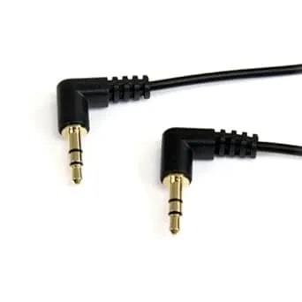 Startech.Com 3 Ft Slim 3.5mm Right Angle Stereo Audio Cable - M/M (mu3mms2ra), Black