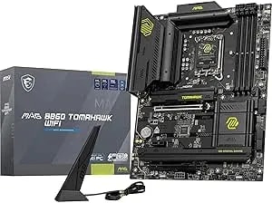 MSI MAG B860 Tomahawk Wifi Motherboard, ATX - Supports Intel Core Ultra Processors (Series 2), LGA 1851 - DDR5 Memory Boost 9200+ MT/S OC, 1 X Pcie 5.0 x16, 1 X M.2 Gen5, 5G LAN, Wi-Fi 7