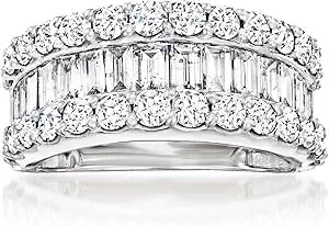 Ross-Simons 3.00 Ct. T.W. Baguette And Round Diamond Ring In 14kt White Gold