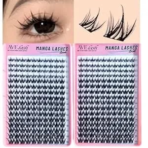 Anime Lash Clusters Kit Manga Natural 320 Pcs Cluster Eyelash Extensions Kit Wispy Fairy Fluffy Eyelash Clusters Cosplay Individual Lash Extensions Kit Cc Curve 10-16mm Avelash
