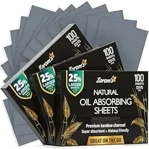 Natural Oil Blotting Sheets For Face With Bamboo Charcoal - 25% Larger - 3pk/300 Makeup Friendly Oil Absorbing Sheets For Face - Easy Dispensing Blotting Papers - Perfect For Keeping In Purse