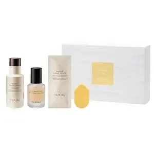 Yunjac Glass Skin Prep Gift Set – Skincare & Makeup With Base Prep (0.84 Fl Oz), Concentrate Serum (1.35 Fl Oz), Foam Exfoliant Samples (2g×5ea), Makeup Sponge(1pc) - Hydrating & Makeup-Ready Kit