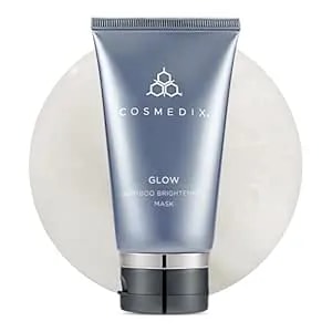 Cosmedix Glow Bamboo Brightening Facial Mask - Pm Exfoliating Facial Scrub For Tired, Dull & Uneven Skin - Anti-Aging Gentle Night Face Exfoliator With Bamboo & Niacinamide - All Skin Types