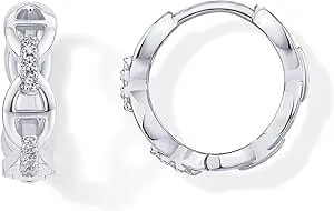 Pavoi 14k Gold Plated Sterling Silver Posts Cubic Zirconia Chained Huggie Earrings For Women - Small Cz Chain Hoops