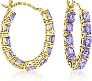 Ross-Simons 3.70 Ct. T.W. Tanzanite Inside-Outside Hoop Earrings In 18kt Gold Over Sterling