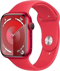 Apple Watch Series 9 [Gps 45mm] (Product) Red Aluminum Case With (Product) Red Sport Band S/M (Renewed)