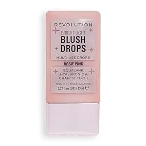 Revolution Beauty London, Bright Light Glow Blush Drops, Builable Liquid Blush For Face, Infused With Hyaluronic Acid, Vegan & Cruelty-Free, Pink Rosie, 0.77 Fl Oz
