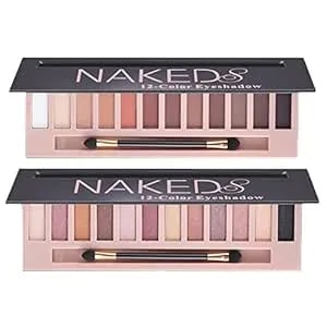 Bestland 2 Pack 12 Colors Makeup Nude Colors Eyeshadow Palette Natural Nude Matte Shimmer Glitter Pigment Eye Shadow Pallete Set Waterproof Smokey Professional Beauty Makeup Kit (2 Pcs)