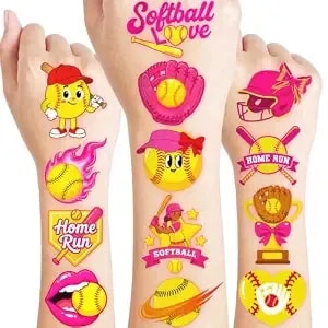 96 Pcs Softball Pre-Cut Temporary Tattoos For Kids Sports Party Favors