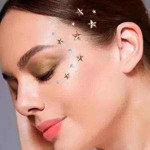 Crystal Rhinestones Face Gems Jewels Stick On For Women Clear Drops And Stars Self-Adhesive Long Lasting Reusable Gems Stickers For Hairs Eye Body Nail-Festival Rave Party(Stars)