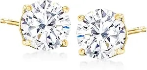 Ross-Simons Round Cz Stud Earrings In 18kt Gold