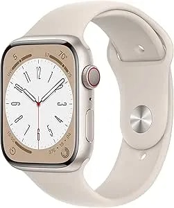 Apple Watch Series 8 [Gps + Cellular, 45mm] - Starlight Aluminum Case With Starlight Sport Band, M/L (Renewed)
