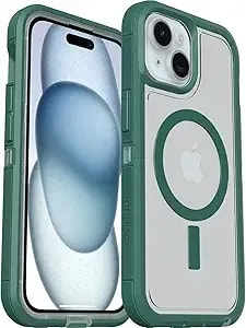 Otterbox Iphone 15, Iphone 14, And Iphone 13 Defender Series Xt Case With Magsafe, Screenless, Rugged - Non-Retail Packaging - Clear/Green
