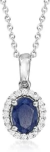 Ross-Simons 1.50 Carat Sapphire And .20 Ct. T.W. White Topaz Pendant Necklace In Sterling Silver