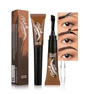 Chocolate Peel Off Brow Tinting Gel With Tweeze - Tattoo Eyebrow Gel Easy Peel Off Effect Waterproof & Sweatproof, Transfer-Resistant Multi-Day Wear Eyebrow Tint, All Skin Types 04#