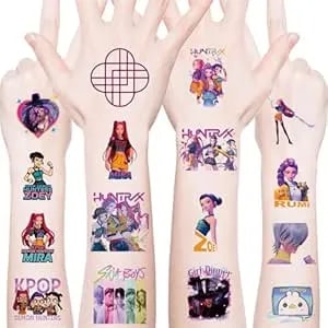 20pcs Sheets Demon Movie Hunters Temporary Tattoos For Kids, Cartoon Movie Birthday Party Favors Gifts For Girl Boys Home Activity Class Prizes Carnival Christmas Rewards (D)