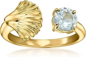 Ross-Simons 0.50 Carat Aquamarine Seashell Open-Space Ring In 18kt Gold Over Sterling