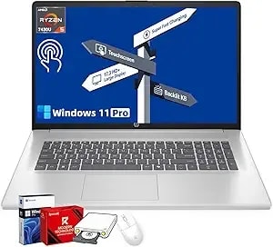 Hp 17.3" Touchscreen Laptop Computer, Amd Ryzen 5 7430u 6-Core Processor, 20gb Ram, 512gb Ssd, 17.3-Inch Hd+ Anti-Glare Display, Backlit Kb, Windows 11 Pro, Ai Copilot, Fast Charge, Silver