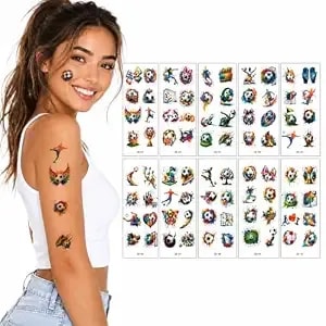 10 Sheets Soccer Temporary Tattoos 2026 Soccer Sports Tattoo - Soccer Tattoo Stickers For Soccer Sport Party Favor, Watch Parties, Fan Support