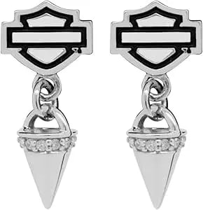 Harley-Davidson Women'S B&S Bling Spike Post Earrings, Sterling Silver hde0432