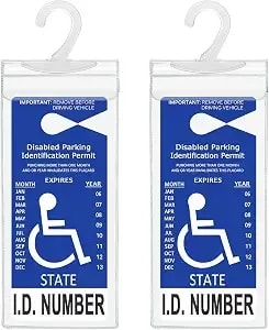 Tb Tbuymax Handicap Parking Placard Holder, Ultra Transparent Disabled Permit Protective Cover With Large Hanger By Tbuymax 2 Pack (Placard Is Not Include)