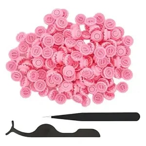 400 Pcs Glue Rings For Eyelash Extensions, Pink Lash Rings With 2 Pcs Eyelash Tweezers, Lash Holder, Easy Fanning Glue Cups For Volume Lashes