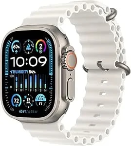 Apple Watch Ultra 2 [GPS + Cellular, 49mm] - Titanium Case With White Ocean Band, One Size (Renewed Premium)