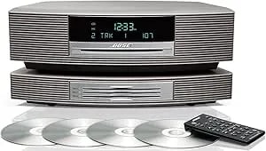 Bose Wave Music System Iii Cd Radio And Bose Wave Multi-Cd Changer, Titanium Silver, Compatible With Alexa And Bluetooth Adapter (Renewed)