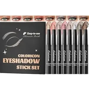8 Colors Cream Eyeshadow Stick Set, Silky Smooth & Waterproof Eyeshadow Pencil, All-Day Shimmer Wear Eye Make Up For Women