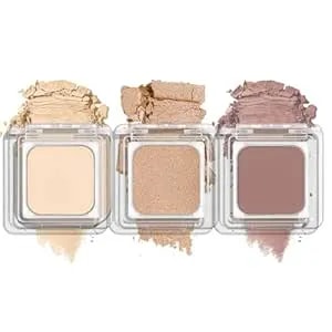 3-Color Eyeshadow Set With Compact – Removable Neutral Matte & Shimmer Pans, Ivory, Champagne & Taupe, High-Pigment Longwear Eye Makeup