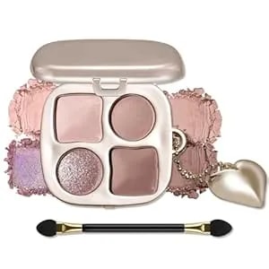 Erinde Nude Soft Mauve Brown Eyeshadow Palette With Mirror, Matte & Shimmer High Pigment Eye Shadow, Blendable Long-Lasting Everyday Eye & Contour Makeup Palette, Perfect For Blue, Green & Brown Eyes