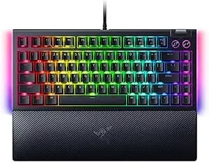 Razer Blackwidow V4 75% Mechanical Gaming Keyboard: Hot Swappable Design - Compact & Durable - Orange Tactile Switches - Chroma RGB - Roller & Media Keys - Wrist Rest Snap Tap - Black