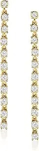 Ross-Simons 0.62 Ct. T.W. Diamond Linear Drop Earrings In 18kt Gold Over Sterling