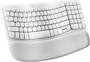 Logitech Wave Keys For Mac, Wireless Ergonomic Keyboard With Cushioned Palm Rest, Comfortable Natural Typing, Bluetooth Keyboard, Easy-Switch, Optimized For Mac, Apple, Ipad - Off White