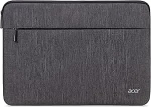 Acer Protective Laptop Sleeve - Up To 15.6" Notebook - Easy Access Outside Zipper Pocket For Adapters, Mouse Or Dongle - Gray