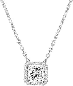 Pavoi 14k Gold Plated Post Faux Diamond Round Solitaire Pendant Halo Necklace - Gold Necklace For Women - Slider Adjustable