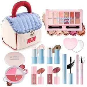 Color Nymph Girls Makeup Kit For Teen Girls With Cutie Pie Handbag, All In One Girl Makeup Set For Women Full Kit Includes Eyeshadow, Face Blush Contour Highlighter Lipgloss Mascara And Mirror