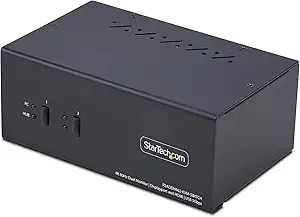 Startech.Com 2-Port Dual-Monitor Displayport And Hdmi Kvm Switch, 4k 60hz, 2-Port Usb 5gbps Hub, 2x Usb Hid Ports, Taa Compliant