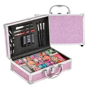 Anpro All-In-One Makeup Kit For Girls 10-12 With Case, Pro Teen Makeup Set, Tween Makeup Kit For Teens Women, Full Starter Make Up Kit With Brushes, Lipstick, Eye Shadows Palette, Blushes, Glitter Gel
