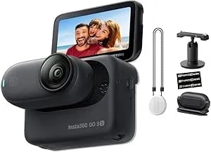 insta360 Go 3s Midnight Black (128gb) – 4k Video Small & Lightweight Action Camera, Portable And Versatile, Hands-Free Pov, Mount Anywhere, Stabilization, Multifunctional Action Pod, Waterproof
