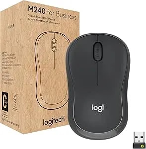 Logitech m240 For Business Silent Wireless Mouse, Secure Logi Bolt Usb Receiver, Bluetooth, Globally Certified For Windows, Mac, Chrome, Linux, Ipados, Android - Graphite