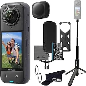 Insta360 X4 Tripod Selfie Stick Bundle -8K Waterproof 360 Action Camera With 1/2"Sensors, 8K 360 HDR Video,Perfect For Matterport 360 House Tour - Bundle Includes Tripod Selfie Stick,Lens Cap (No Card)