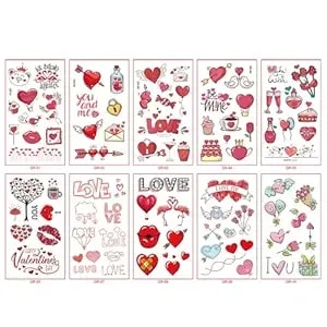 Galentines Day Decorations - Heart Tattoos Temporary, Heart Supplies Classroom Bulk Valentines Day Gifts Party Favors Decorations Accessories For Adult Women