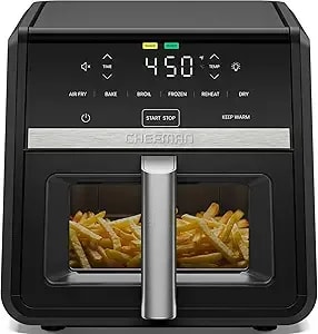 Chefman Air Fryer 9 Qt - Turbofry 7-In-1 High-Powered 450°F Cooking For Crispier And Even Results - Xl Basket With Viewing Window - Air Fry, Bake, Broil, Reheat, Dehydrate, Defrost, Keep Warm