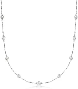 Ross-Simons 2.00 Ct. T.W. Bezel-Set Diamond Station Necklace In Sterling Silver