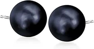 Ross-Simons 10-11mm Black Cultured Pearl Stud Earrings In 14kt White Gold