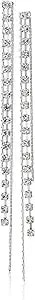 Guess "Basic" Silver Crystal Rhinestone Linear Drop Earrings