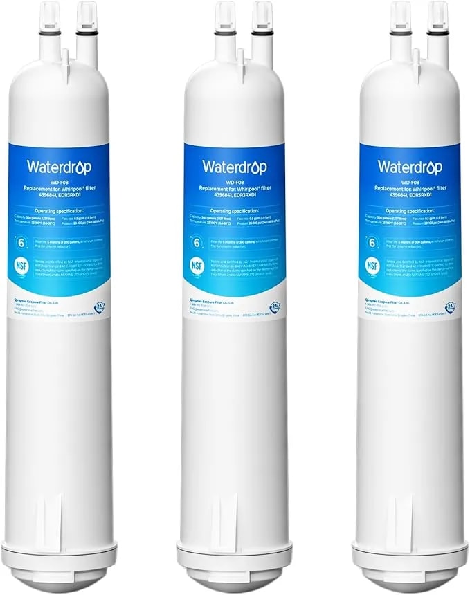 Waterdrop edr3rxd1 Water Filter Replacement For Everydrop® Filter 3, 3 Pack - Replacement For 4396841, 4396710, Kenmore® 46-9083, 46-9030, Refrigerator Water Filter