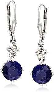 Ross-Simons Precious Gemstone Drop Earrings With Diamond Accents In Sterling Silver