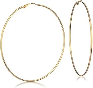 Guess Extra Large Goldtone Clutchless Hoop Earrings